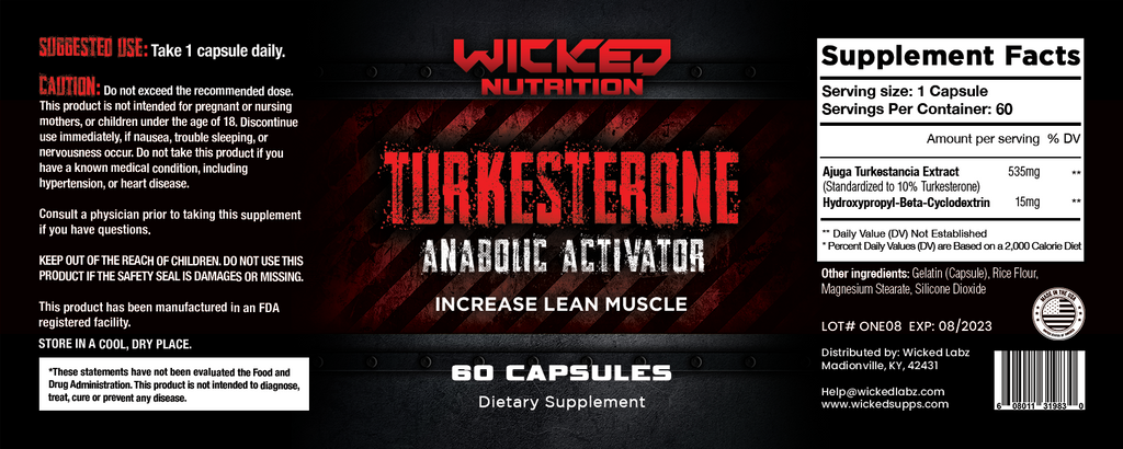 Wicked Nutrition Turkesterone Supplement Facts